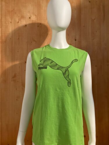 PUMA Graphic Print BOYS T-Shirt Tee Shirt XL Extra Xtra Large Tank Top Green  - Afbeelding 1 van 7