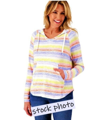 UGG Koolaburra Hoodie Size L French Terry Lounge Surf Stripe Top Kanga Pocket
