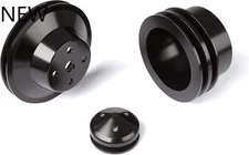 Chevy Big Block Pulley Kit V-Belt,Long Water Pump - Black Bright Dip Anodize,NEW