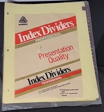 Avery Professional Index Dividers  8 1/2" x 11" Reinforced Sheets Embossed NEW