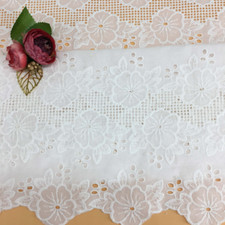 White Embroidery Cotton Lace Fabric By Meter for Dress Skirt Tablecloth Sewing
