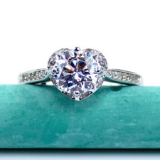 SALE 925 Sterling Silver Cubic Zirconia Heat Prong Engagement Ring Promise