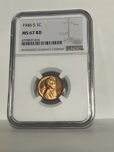 1946-S Lincoln Wheat Cent certified by NGC MS 67 RD Condition