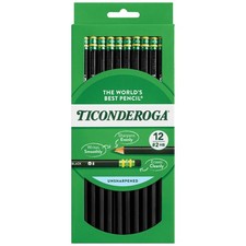 Ticonderoga Wood-Cased Pencils, Unsharpened, 2 12 Count Pack of 1 , Black