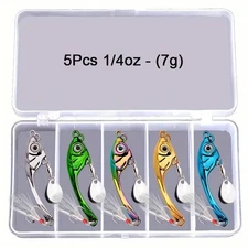 5pcs Metal VIB Spinner Spoon Fishing Lures Bass Pike Trout Baits 1/4 3/8 1/2 oz