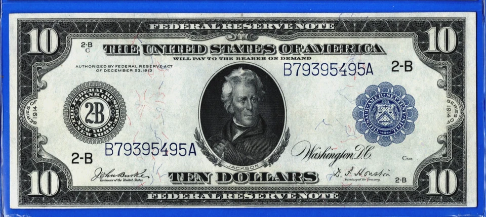 1914💲10  💵  FEDERAL RESERVE NOTE  💵   NEW YORK  💲PCGS  45 - Image 3 of 4