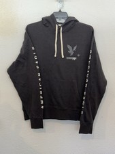 American Eagle Mens Sz L Super Soft Pullover Hoodie Multi-Logo Gray NWT