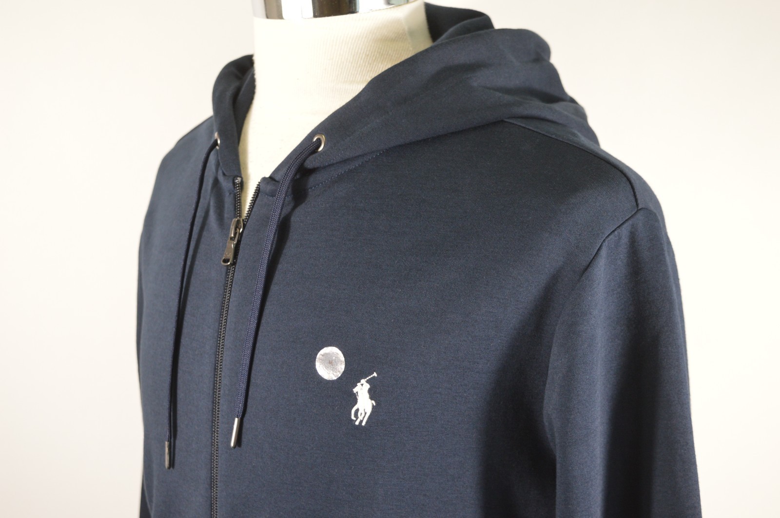 Men's Polo Ralph Lauren Navy Blue Double Knit Full Zip Hoodie Medium RRP £189 image 3