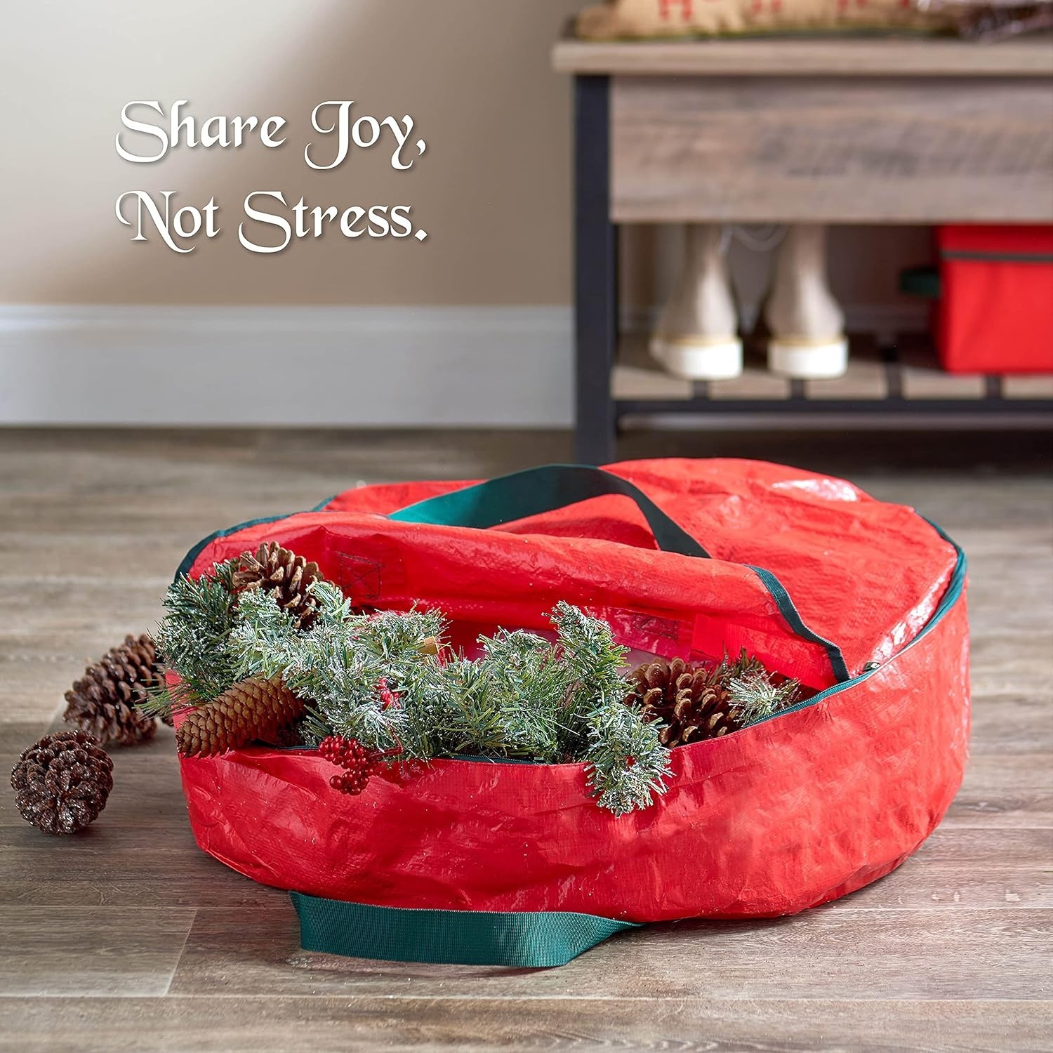 Christmas Xmas Wreath Storage Bag with Handles for 30 Wreath Clean up