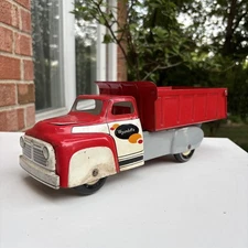 Vintage Wyandotte Pressed Steel Toy Dump Truck Made In USA Rare White Red 40s