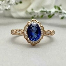 2Ct Oval Cut Lab-Created Sapphire Women's Wedding Ring 14k Yellow Gold Plated