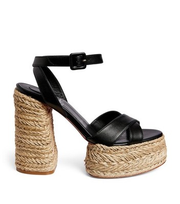 CHRISTIAN LOUBOUTIN Super Mariza 130 black leather espadrille sandals Size 10 40