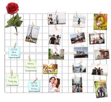 Wire Wall Grid Panel for Photo Display, DIY White Iron Picture Frames Collage...