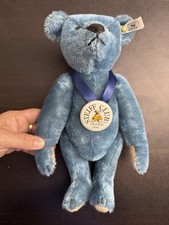 1994 STEIFF 420047 Club Teddy Blau Bear Blue Mohair 1908 Rep. Button Tag 04528