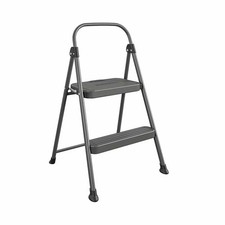 2 Step All Steel Step Stool: Dark Gray, 225 lb Capacity, No Assembly