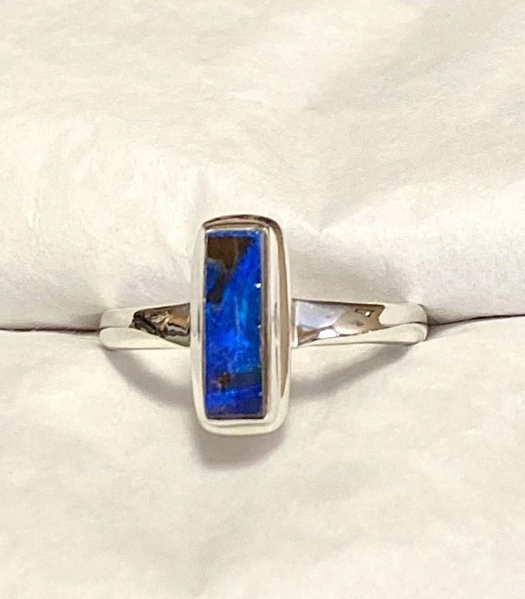 Precioso anillo natural australiano de ópalo de roca de plata de ley 925 talla 9🌹 Foto 4 de 4