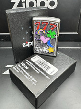 Zippo Lighter All Luck Design 777 Dice Hearts Clover Stars Made in USA w/ Box