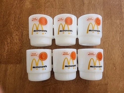 Vintage McDonald’s "Good Morning"  Fire King Anchor Hocking Milk Glass Cup Mug
