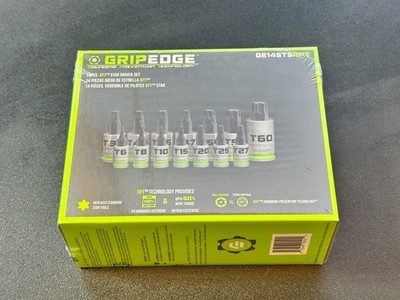 NEW GripEdge Tools GE14STSRPT RPT TORX SET Star Sockets T6 to T60 bits 14-pc