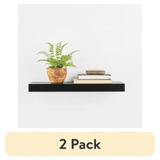 (2 pack) Black 18" Wood Floating Shelf