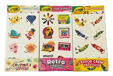 3 Packs Crayola Kids Temporary Tattoos Retro Collection Craymoji Crayon Crew