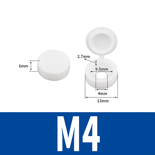 M4 M5 Hinged Plastic Screw Covers White Black Yellow Blue Red (Fold Snap Caps) - Picture 10 of 19
