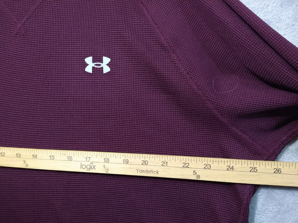 Camisa Under Armour Para Hombres 2XL Roja Tejida Gofre Térmica Cuello Redondo Pullover Suelto Foto 4 de 4