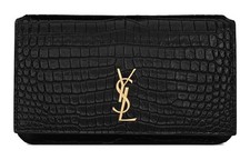 Saint Laurent Ysl Cassandre Monogram Gold Logo Glossy Crocodile Embossed