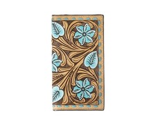 3D Western Wallet Mens Rodeo Floral Tooled Lacing Brown D250007802