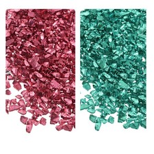 2 Colors Crushed Glass Chips 1-4mm Irregular Color 28g Red Dark Green