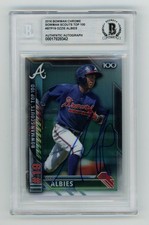 Ozzie Albies Signed 2016 Bowman Chrome Scouts Top 100 #BTP-19 BAS Beckett Braves