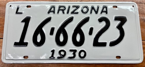 DEVILISHLY COOL 1930 COCONINO, ARIZONA LICENSE PLATE, 1 "666" 23,  MVD CLEAR!
