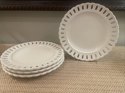 SET OF 4 PORTMEIRION STUDIO PS VALERIE RETICULATED DINNER PLATES 10'' CREAM