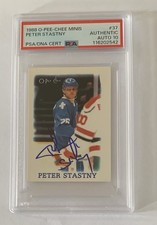 Peter STASTNY 1988-89 O-Pee-Chee Minis Autograph #37 PSA Authentic Auto 10