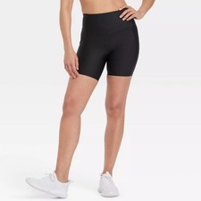 All In Motion Womens Effortless Support High Rise Pocket Bike Shorts 6" Black XS