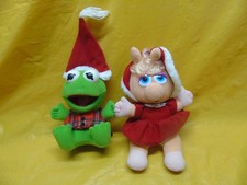 Vintage 1987 Muppets Baby Kermit Baby Miss Piggy Christmas Plush