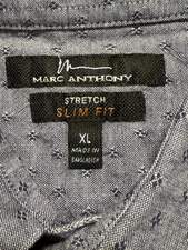 Marc Anthony Men’s Stretch Slim Fit Blue Short Sleeve Button Shirt XL
