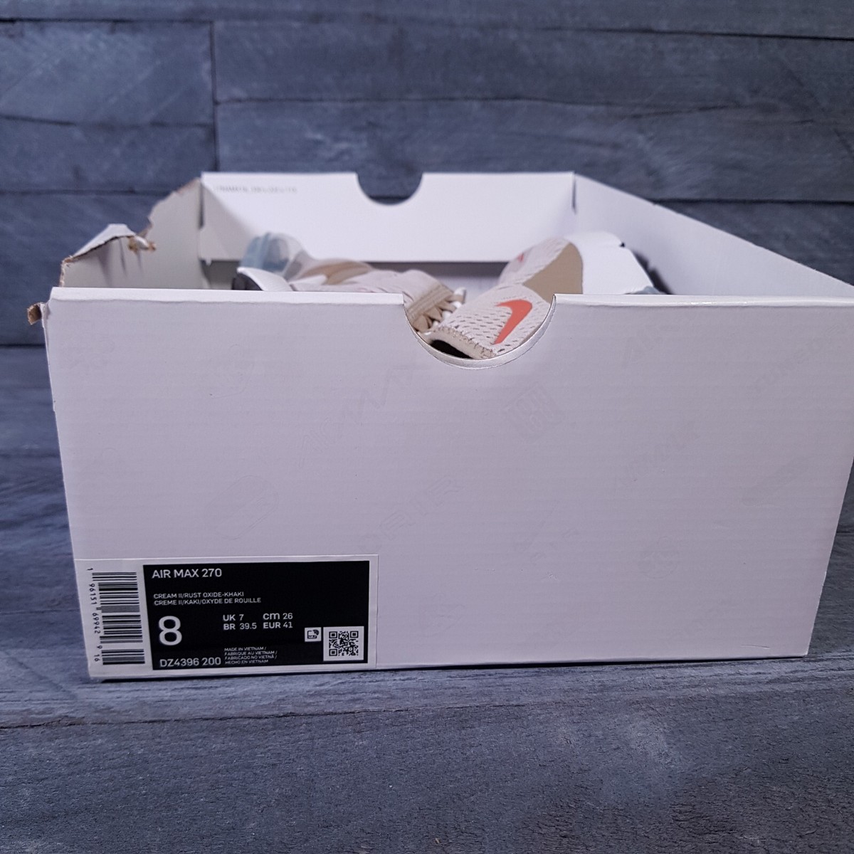 NIKE Air Max 270 Running Shoes Mens 8 Cream Khaki Rust Brown  display picture 1