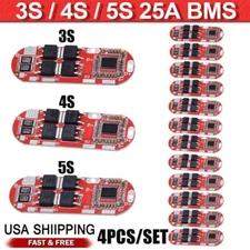 4pc 3S 4S 5S BMS 25A 18650 Lithium Battery Protection Circuit Charging Board DIY
