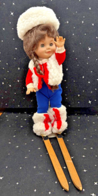 VTG 1982 Royal House Of Dolls Girl Skier 12.5'' w/Stand