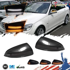 Smoked LED Side Mirror DRL Signal Lights For Benz C-Class W204 C300 C350 C63 AMG