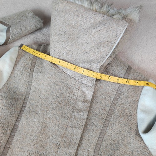 River Island Womens Coat Faux Fur Collar Size UK 12 Beige Cream Zip Closure Midi - Picture 14 of 18
