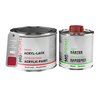 Pantone 201C Red Acryl Lack seidenmatt 0,75 Liter 750 ml Dose inkl. Härter