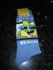 Sponge Bob Squarepants Men  s Boys Crew Sock Sz 6-12 NWT NEW Free shipping 