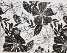 Peva Vinyl Kitchen Tablecloth 52"x52"Square (4 people) BLACK & WHITE FLOWERS,BH