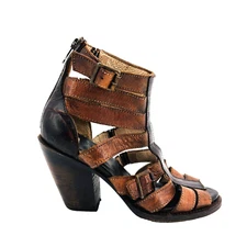 Womens 6 Freebird Steven Gladiator 3” Heel Bootie Sandals FB-Breez Brown Leather