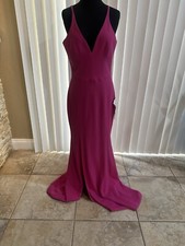 NWT Dress the Population Iris Side Slit Crepe Gown Sleeveless Blush Medium