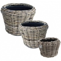 Pflanzkorb Pflanzentreppe Rattankorb 3Tlg Rattan Handmade Natur Garten Pflanzen