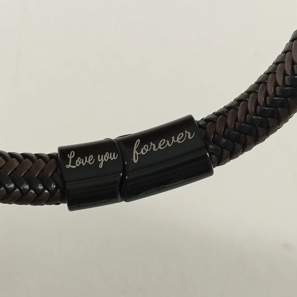 Мужской плетеный браслет один размер искусственная кожа черный/коричневый слайд застежка - Изображение 3 из 4