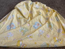 vtg yellow checkered crib fitted sheet baby